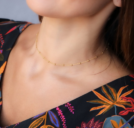 Złoty choker/naszyjnik ozdobne kulki-srebro Coccola JEWELLERY