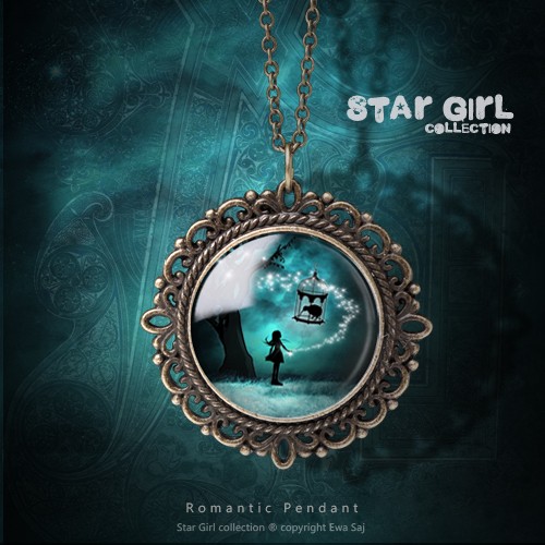 wisiory Star Girl i Kiwi, romantyczny naszyjnik