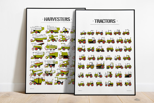 obrazy i plakaty do pokoju dziecięcego Claas Traktory z Kombajnami! 2x50x70cm :)