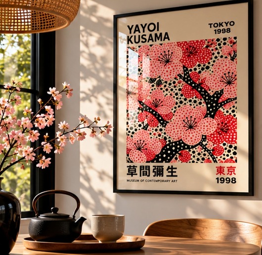 plakaty PLAKAT dekoracyjny, kwiaty wiśni Yayoi Kusama, sakura poster