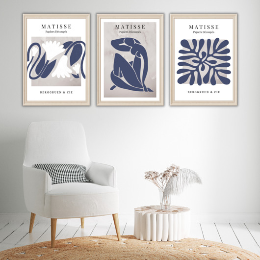 plakaty Zestaw 3 plakatów Blue fascination Matisse style