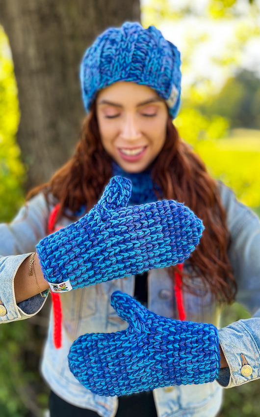 rękawiczki damskie Rękawiczki MERINO 66% ,,Niebieskości