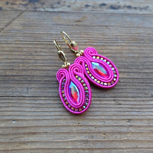 kolczyki soutache Fuksjowe kolczyki soutache