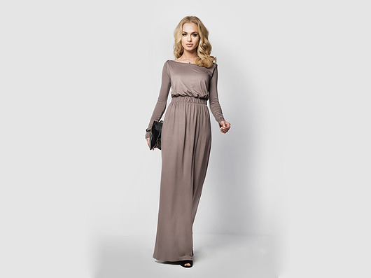 sukienki maxi damskie Sukienka MAXI LONG długa do ziemi capuccino