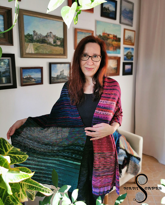 szale damskie UNIKAT szal dziergany "Winter Berry"