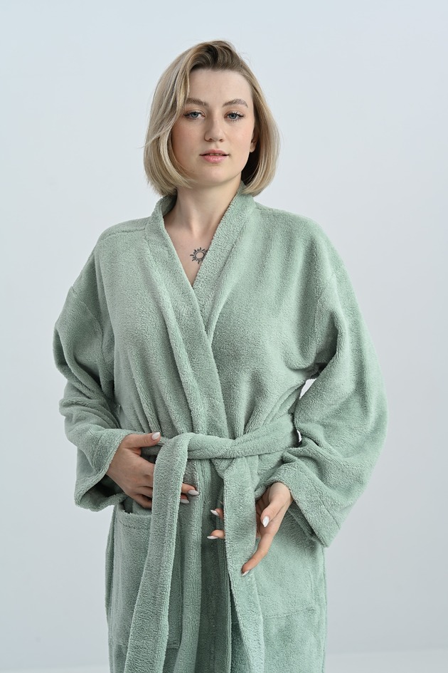 szlafroki damskie Szlafrok frotte miętowy