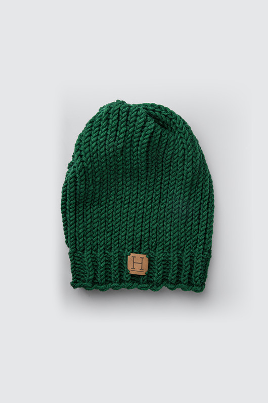 Czapka beanie z wełny merynosa handmade ZIELEŃ HisOutfit