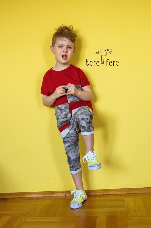 T-shirt PATCHWORK bordowy/moro tere fere kuku