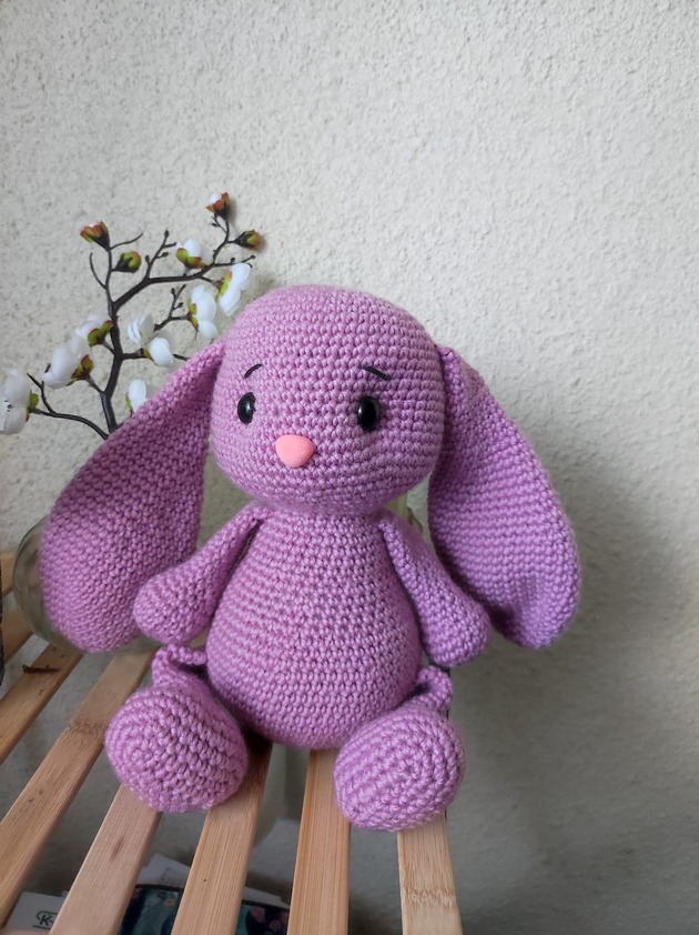 misie i maskotki Ręcznie robiony królik amigurumi, maskotka 25 sm