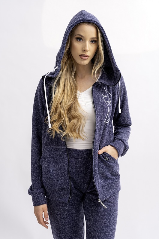 bluza z kapturem damska Bluza na zamek Mela Granat melanż