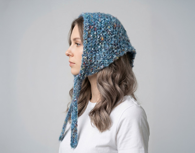 czapki damskie Chustka niebieski melanż