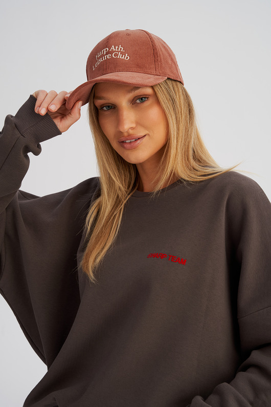 czapki damskie Sztruksowa czapka BASEBALLOWA ceglana