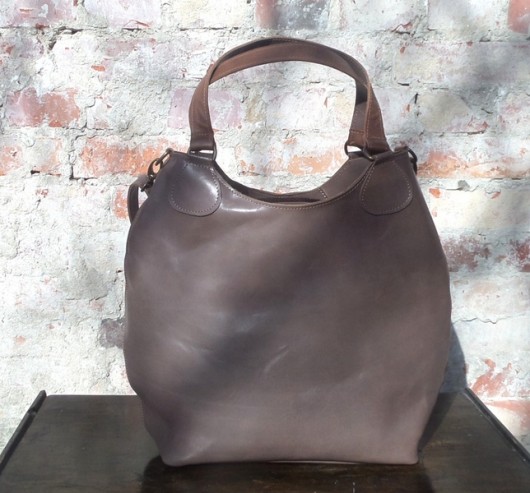 Duża skórzana torba w kolorze TAUPE 02 Łagoda