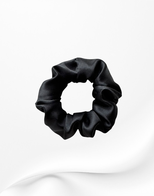 gumki do włosów Jedwabna scrunchie gumka frotka midi czarna