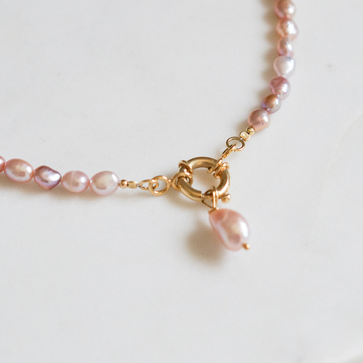 naszyjniki - inne Naszyjnik z różowych pereł