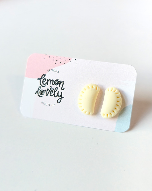 kolczyki z masy plastycznej Pierogi  kolczyki sztyfty srebro stal