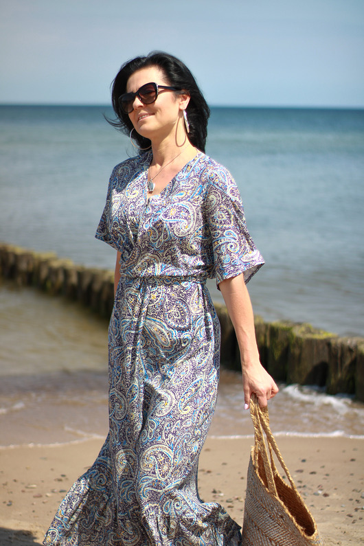 sukienki maxi damskie Sukienka Kimonowa w tureckie wzory MERRY- MAXI