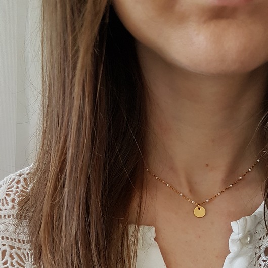 delikatny łańcuszek z blaszką LEI handmade 