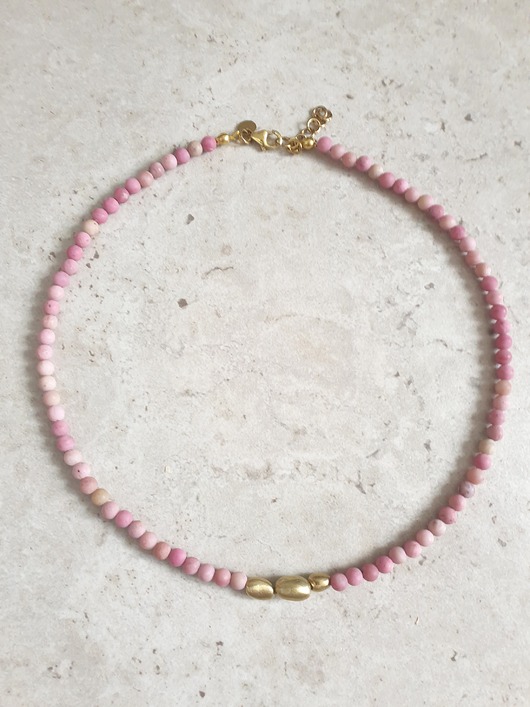 chokery Naszyjnik ZEN rodonit, mosiądz