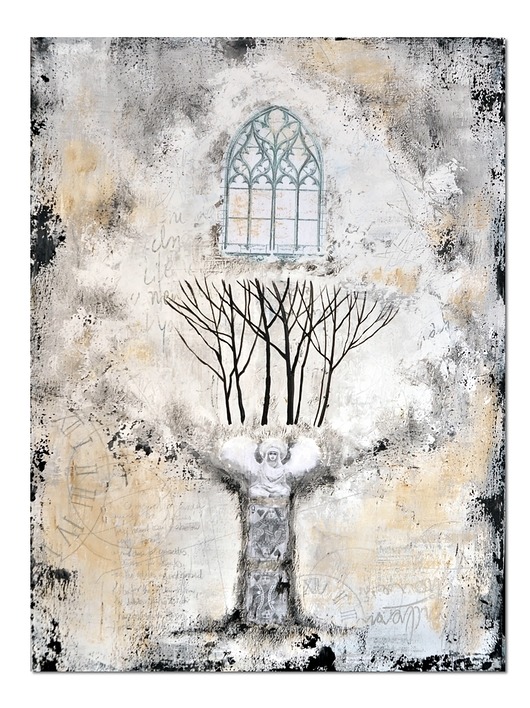 obrazy Fairy tree 5, nowoczesny obraz ręcznie malowany, drzewo collage