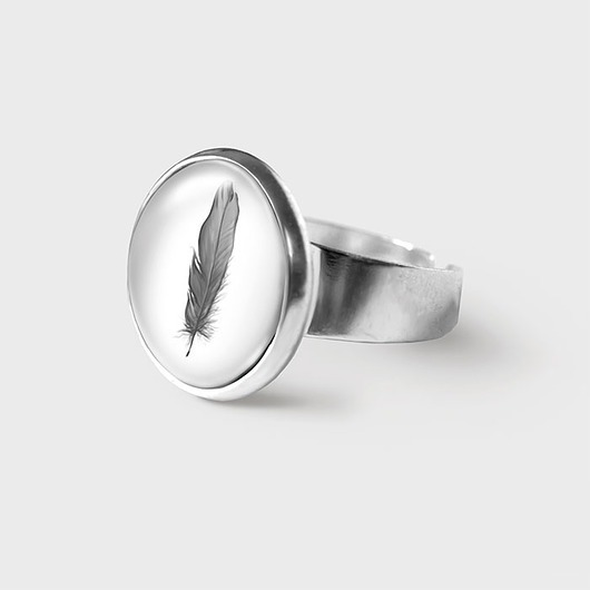pierścionek z żywicy Pierścionek - Piórko