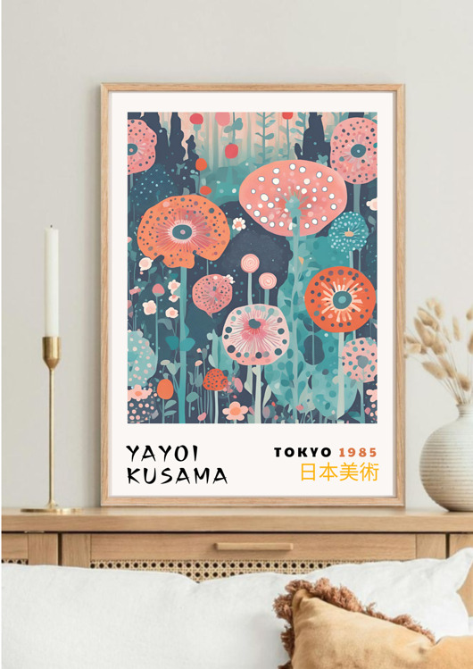 plakaty PLAKAT dekoracyjny , Yayoi Kusama, wystawowy, kwiaty