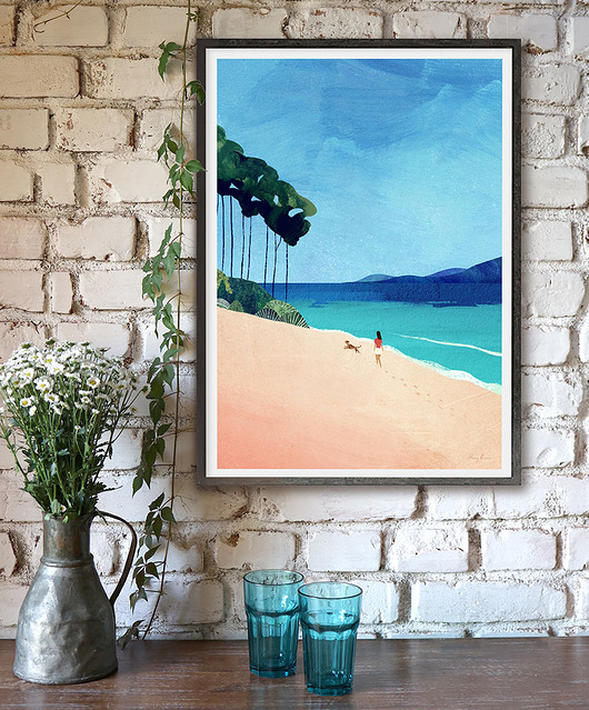 plakaty Złota plaża - spacer nad oceanem - plakat 50x70 cm