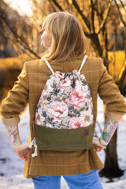 plecaki Damski workoplecak w kwiaty pastelowy róż KWIATOWA SIELANKA