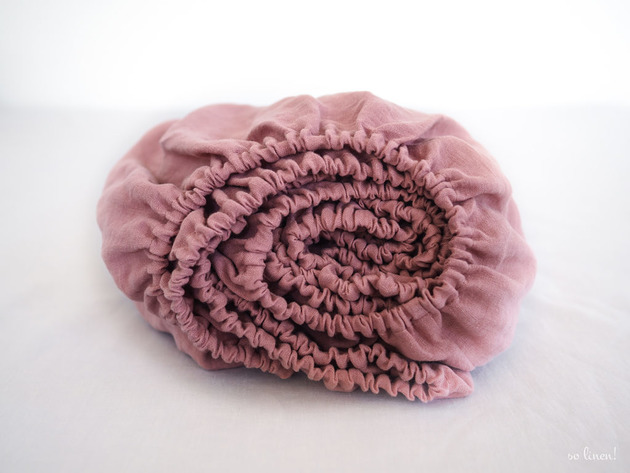 Lniane Prześcieradło Z Gumką DUSTY PINK so linen!