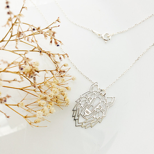 srebrne naszyjniki NASZYJNIK złoty wilk, złoty wilczek origami