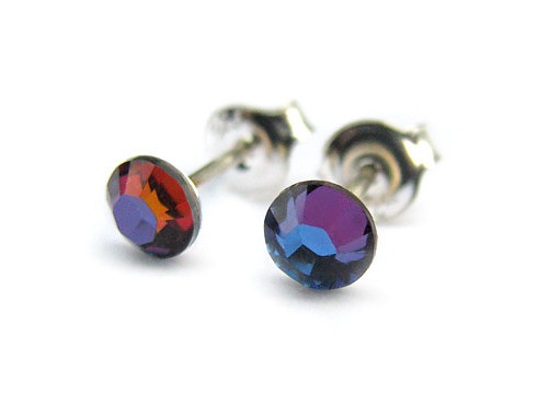 Drobne, wielobarwne kolczyki kryształ Swarovski - Kratery Marisella