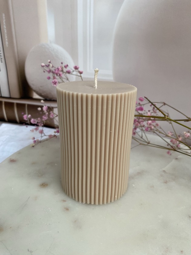 świeczniki i świece Świeca sojowa dekoracyjna walec "Linea" 84x70mm