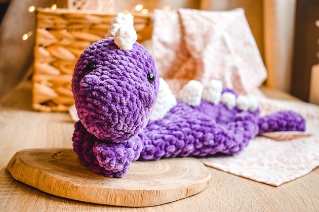 misie i maskotki Pluszowy Dinozaur, dinek na szydełku