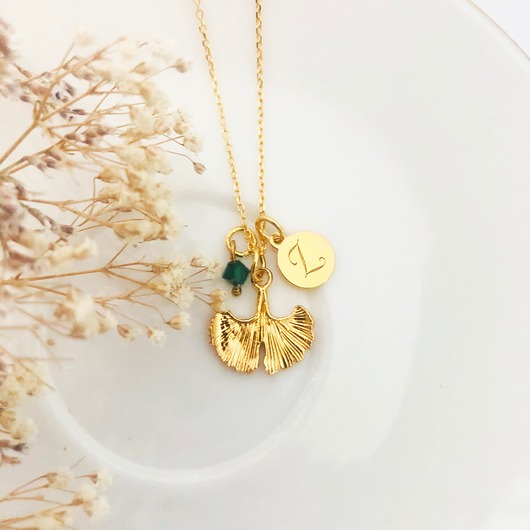 złote naszyjniki Naszyjnik z listkiem , miłorząb naszyjnik