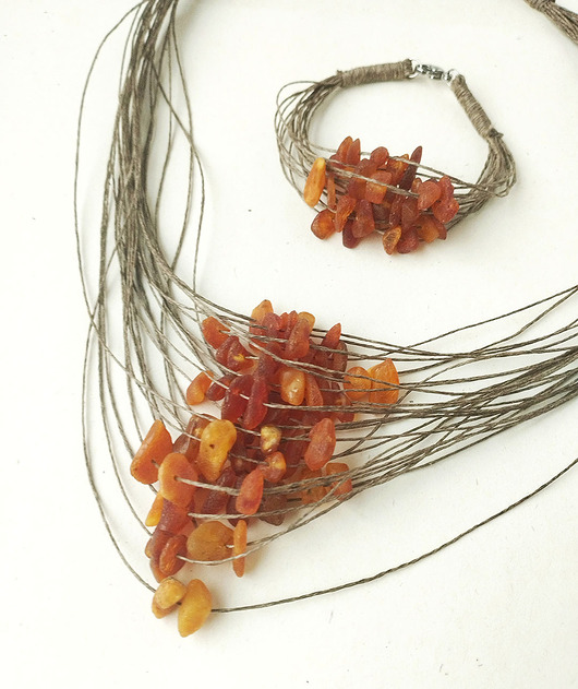 komplet biżuterii Surowy Bursztyn bałtycki Komplet biżuterii