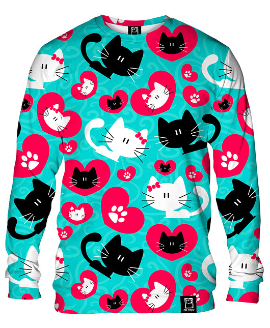 bluzy męskie Bluza Bez Kaptura Męska DR.CROW Heart Kitty