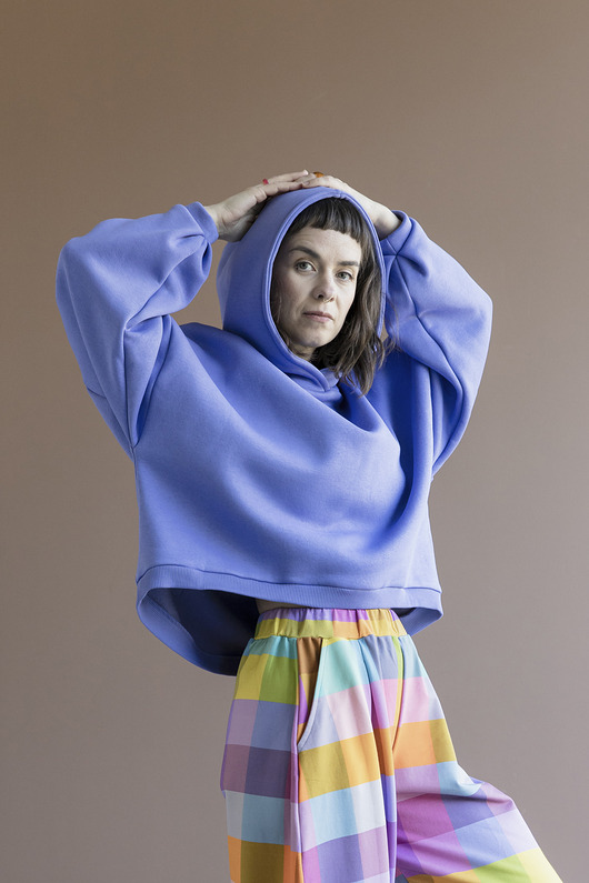 bluza z kapturem damska Bluza Oversize Fioletowa