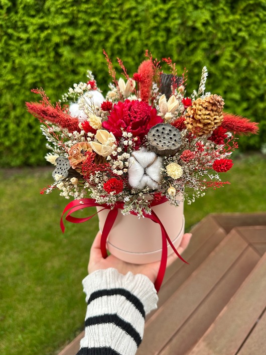 dekoracje świąteczne Flowerbox swiateczno zimowy suszki trwały