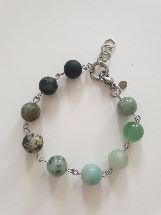 bransoletki z kamieni naturalnych Bransoletka FANABERIA kulki, amazonit, akwamaryn, awenturyn, labradoryt