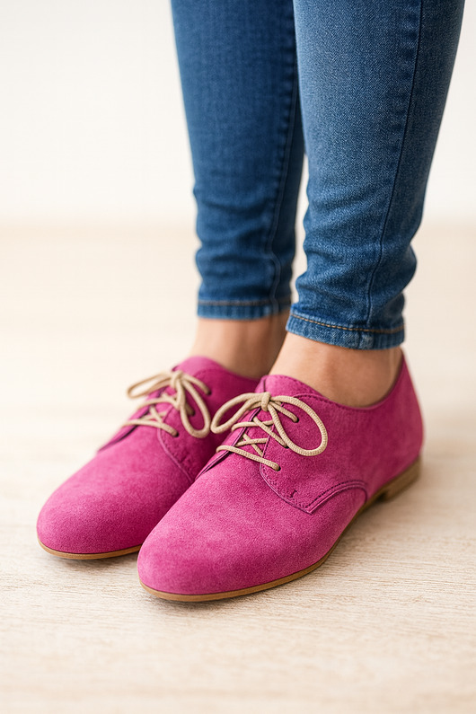 półbuty damskie Zamszowe, skórzane buty damskie Oxford