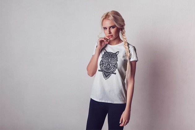 t-shirt damskie Koszulka organiczna z nadrukiem  Etniczna sowa