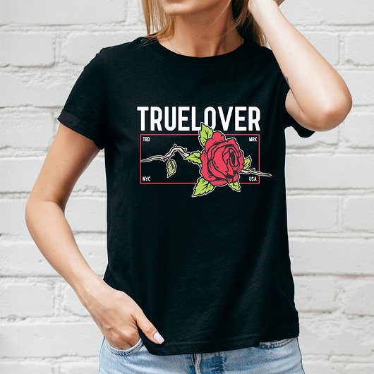 t-shirt damskie Koszulka damska czarna  True love
