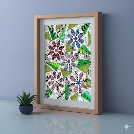 grafiki i ilustracje 20. KWIATY GEOMETRIA- rysunek, plakat.