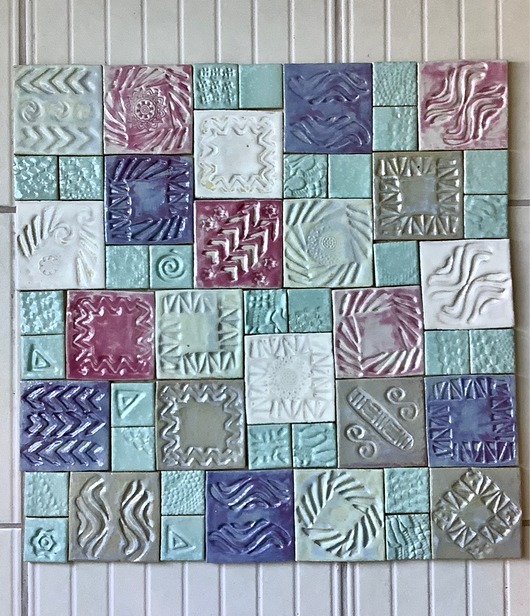 kafle i panele Zestaw kafli ceramicznych "Mięta i róż"