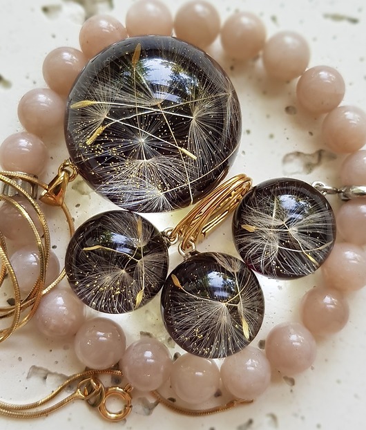 zestaw-dmuchawce w żywicy Grol Jewellery