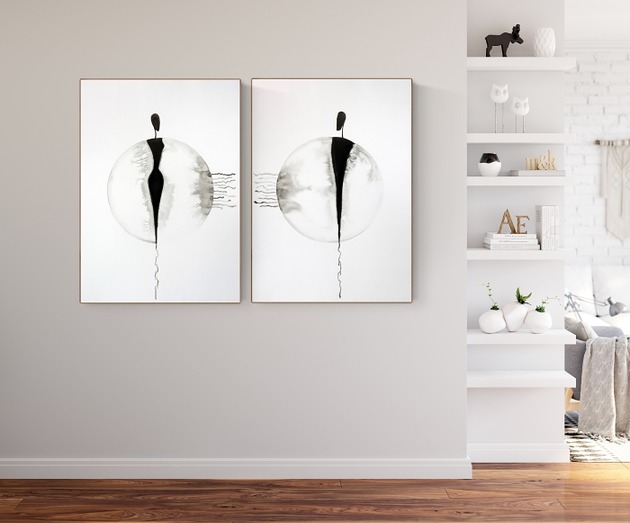 Zestaw 2 grafik 50 x 70 cm wykonanych ręcznie Krystyna Siwek Art