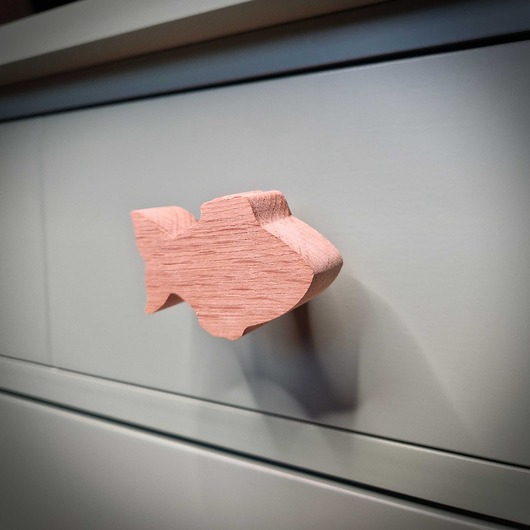 gałki do mebli Drewniane gałki do mebli, z drewna, MORSKIE, rybka