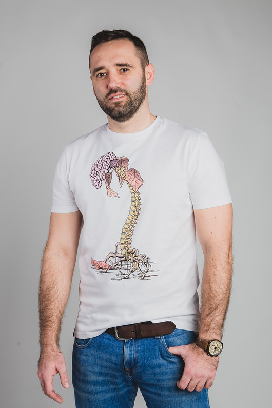 Bawełniany T-shirt z nadrukiem - Mózg ZlapDystans
