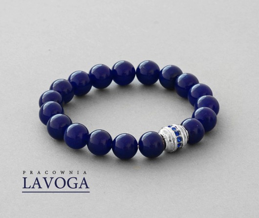 Jade with crystal bead in navy blue. Lavoga