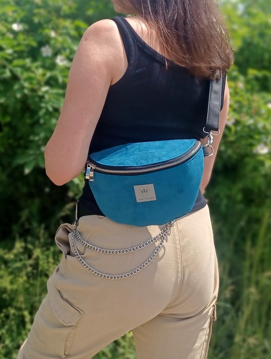 saszetka nerka REZERWACJA Duża torebko nerka z weluru Granat